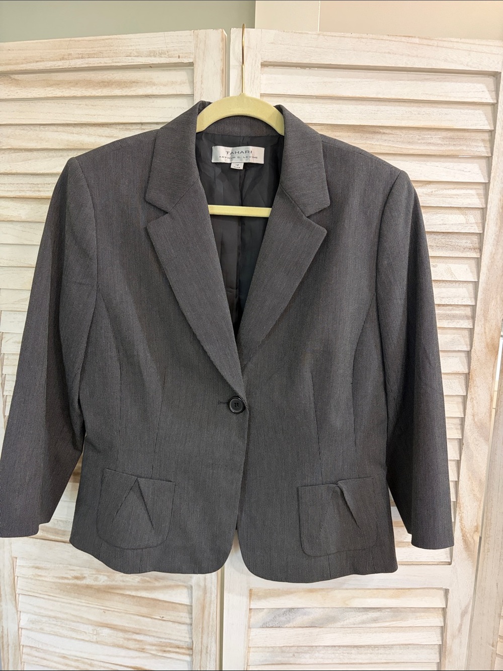 Tahari ASL Women's Dark Gray Single-Button Blazer